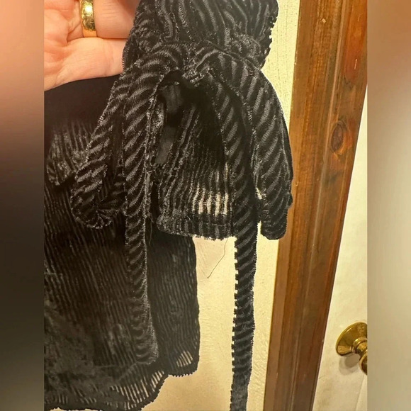 Velvet Striped burnout sheer black Michelle blouse top by line & dot size M - Picture 8 of 15